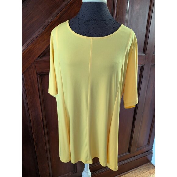 Susan Graver Yellow Modern Essentials Tunic Top 1x Short Sleeve Liquid Knit - Picture 1 of 5